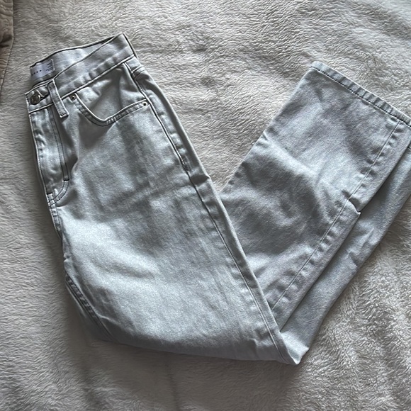 TopShop Metallic Silver 7/8 Length High Rise High Waisted Jeans Size Women’s 26 - Picture 2 of 5